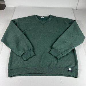 VTG Russell Athletic Sweatshirt Adult Large Green Faded Blank Pullover Crewneck